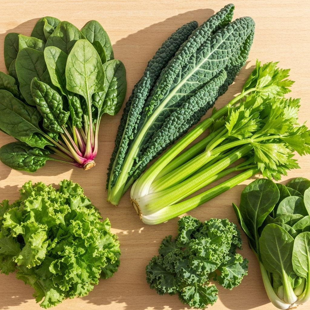 Green vegetables and leafy produce